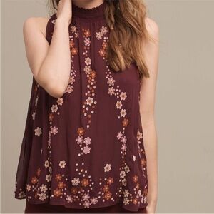 Anthropologie Floreat Daisy Chain sleeveless top blouse floral embroidery.Medium